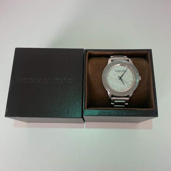 MICHAEL KORS Kinley Pavé Silver-Tone Watch -Rhinestone/Crystal Encrusted Face - Picture 4 of 14